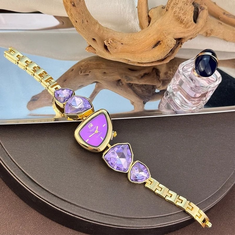 Lustrous Irregular Geometric Diamond Watch HighSense Light Luxury Timepiece With Artistic Big Diam 11