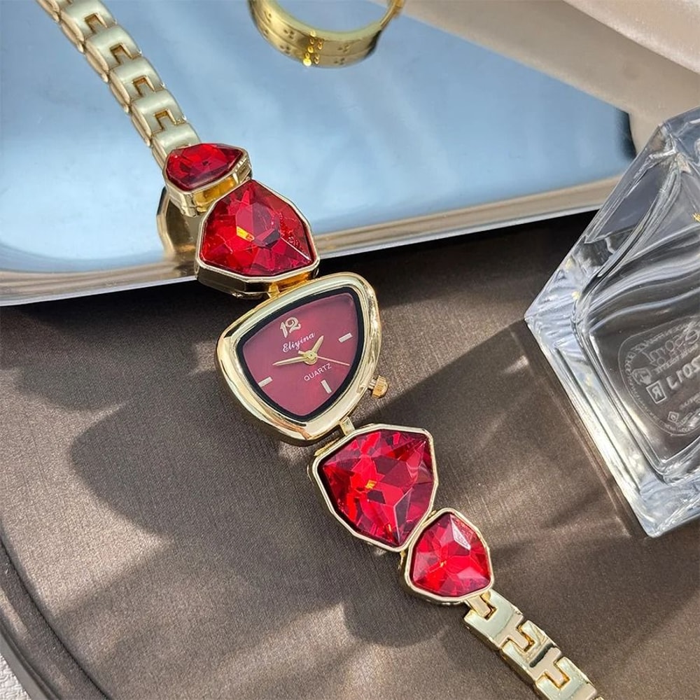 Lustrous Irregular Geometric Diamond Watch HighSense Light Luxury Timepiece With Artistic Big Diam 5