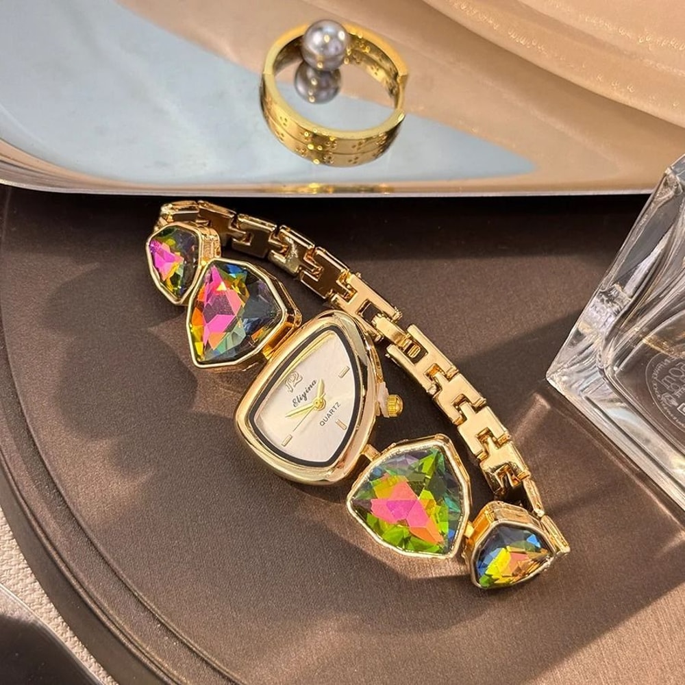 Lustrous Irregular Geometric Diamond Watch HighSense Light Luxury Timepiece With Artistic Big Diam 6