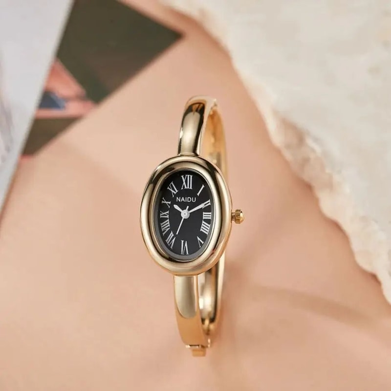 Roman Numeral Oval Bracelet Watch Fashionable Luxury Waterproof Quartz Timepiece For Women 0