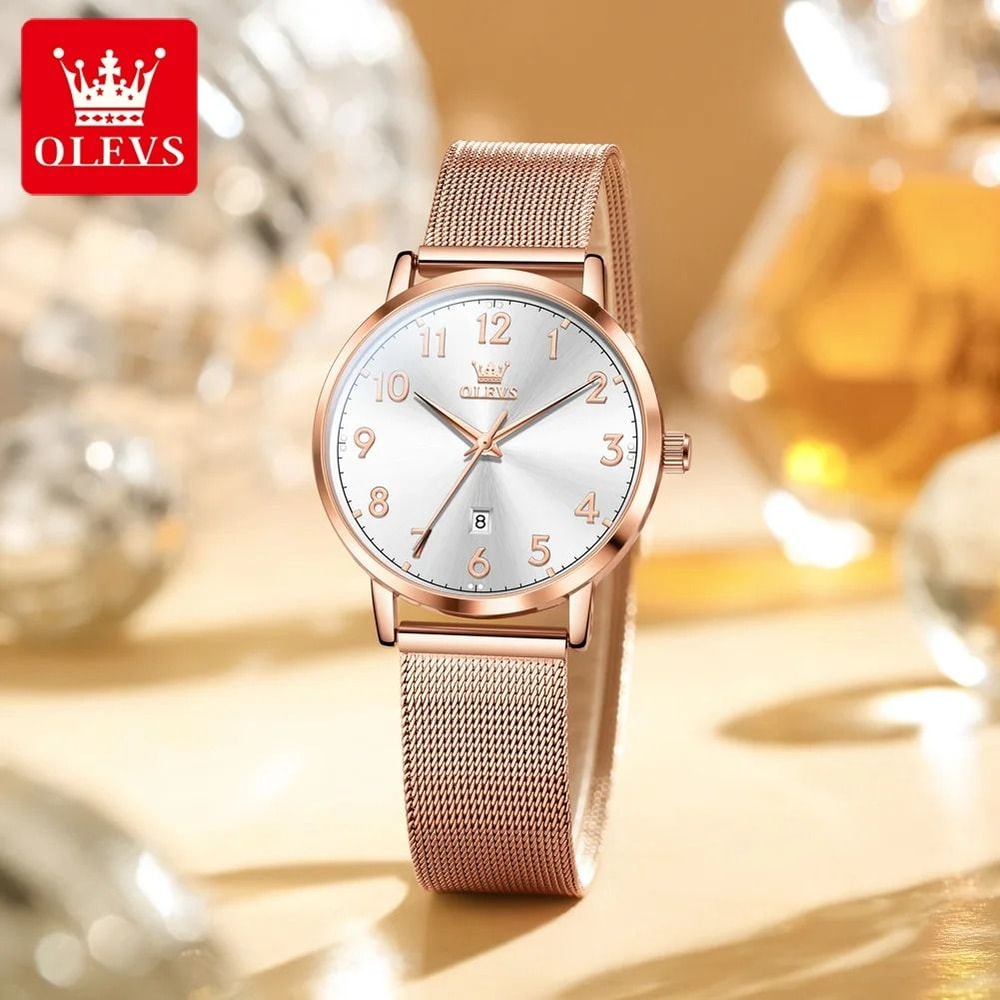Elegant Rose Gold Bracelet Watch Luxury Waterproof Quartz Timepiece For Women 7