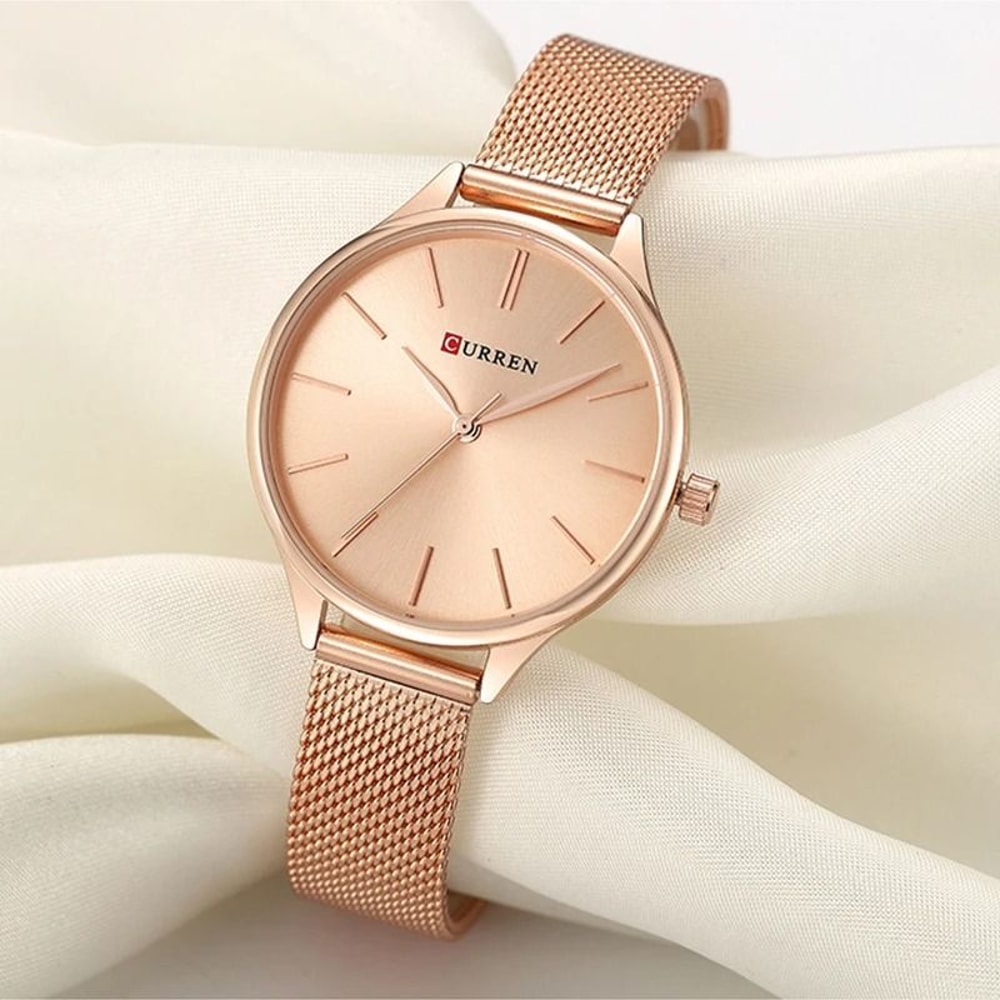 Elegant Matte Dial Mesh Strap Watch Luxury Stainless Steel Japanese Quartz Timepiece With Premium 5