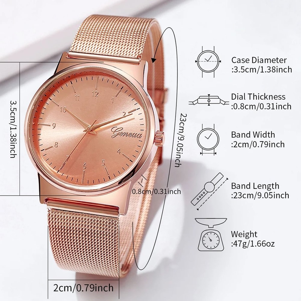 Elegant Arabic Dial Mesh Watch Set Modern Fashionable Quartz Timepiece With Matching Bracelet Coll 4