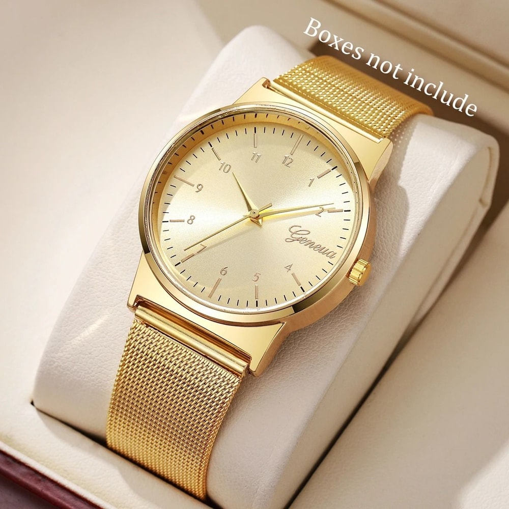 Elegant Arabic Dial Mesh Watch Set Modern Fashionable Quartz Timepiece With Matching Bracelet Coll 5