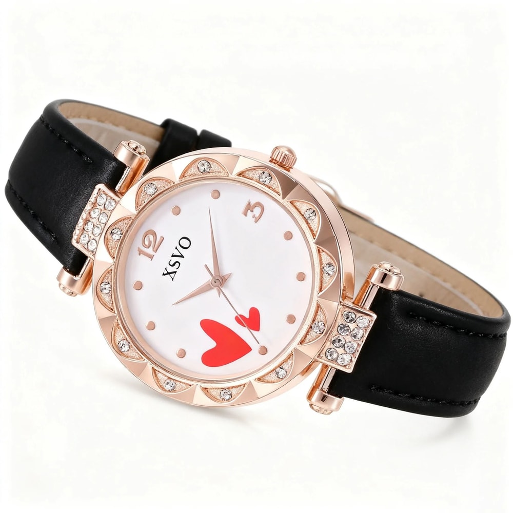 Love Diamond 6Piece Watch Jewelry Set Light Luxury Rose Gold White Fashion Collection For Women 3