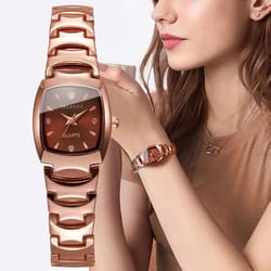 square analog watch – fashionable minimalist quartz timepiece for ladies