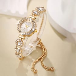 rhinestone bracelet watch – fashionable crystal studded quartz wristwatch for ladies & girls