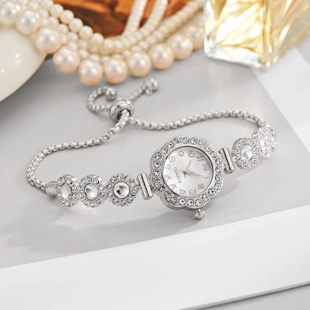 Rhinestone Bracelet Watch Fashionable Crystal Studded Quartz Wristwatch For Ladies Girls 10