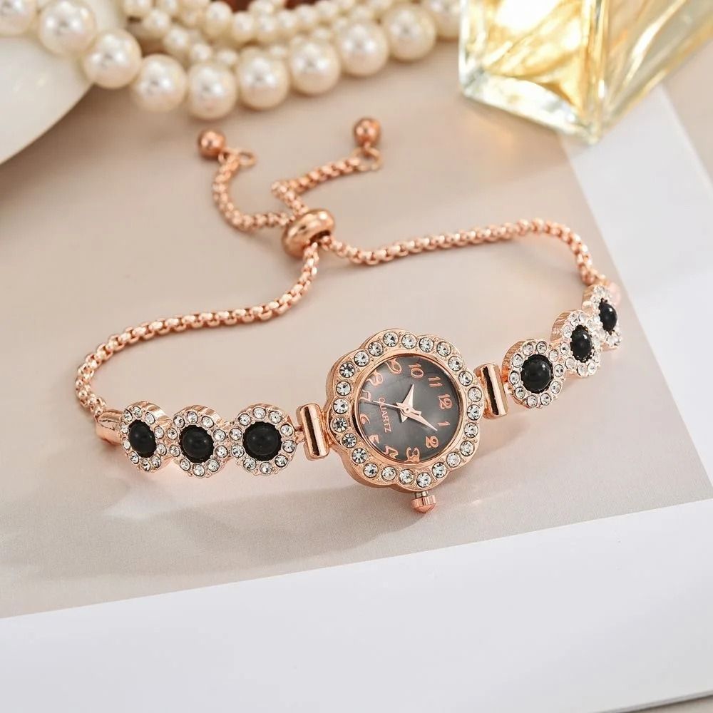 Rhinestone Bracelet Watch Fashionable Crystal Studded Quartz Wristwatch For Ladies Girls 11