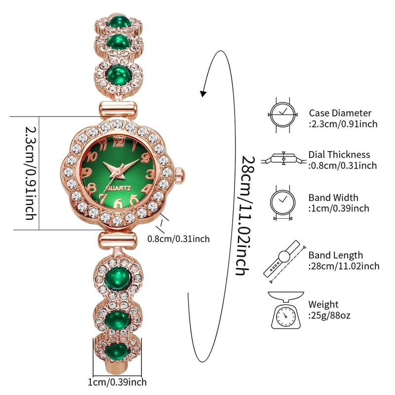 Rhinestone Bracelet Watch Fashionable Crystal Studded Quartz Wristwatch For Ladies Girls 6