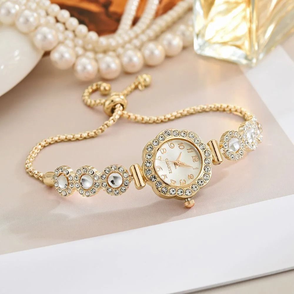 Rhinestone Bracelet Watch Fashionable Crystal Studded Quartz Wristwatch For Ladies Girls 7
