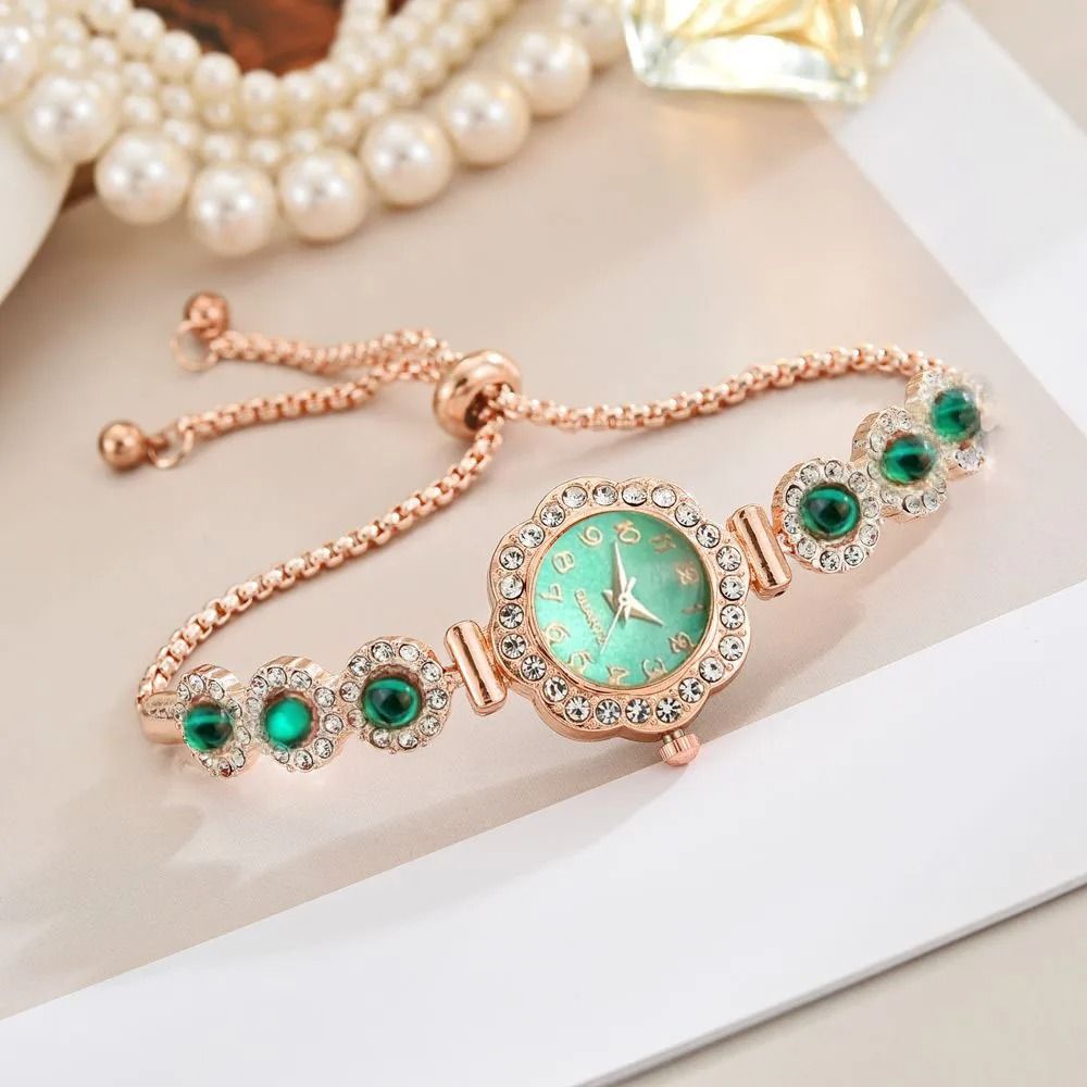 Rhinestone Bracelet Watch Fashionable Crystal Studded Quartz Wristwatch For Ladies Girls 14