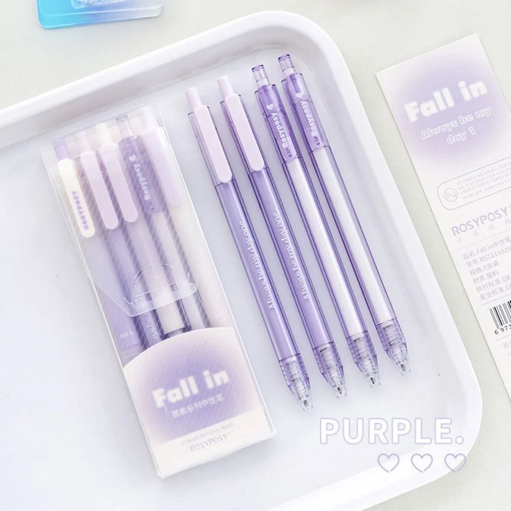 Aesthetic 5Piece Gradient Gel Pen Set HighPerformance 05mm038mm INSStyle Pens For Journaling Stud 3