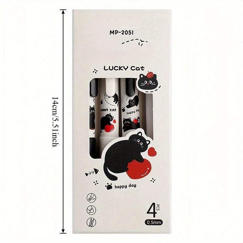 4Pack Cute Cat Erasable Gel Pen Set 05mm Precision Blue Ink For Effortless Writing Editing 5