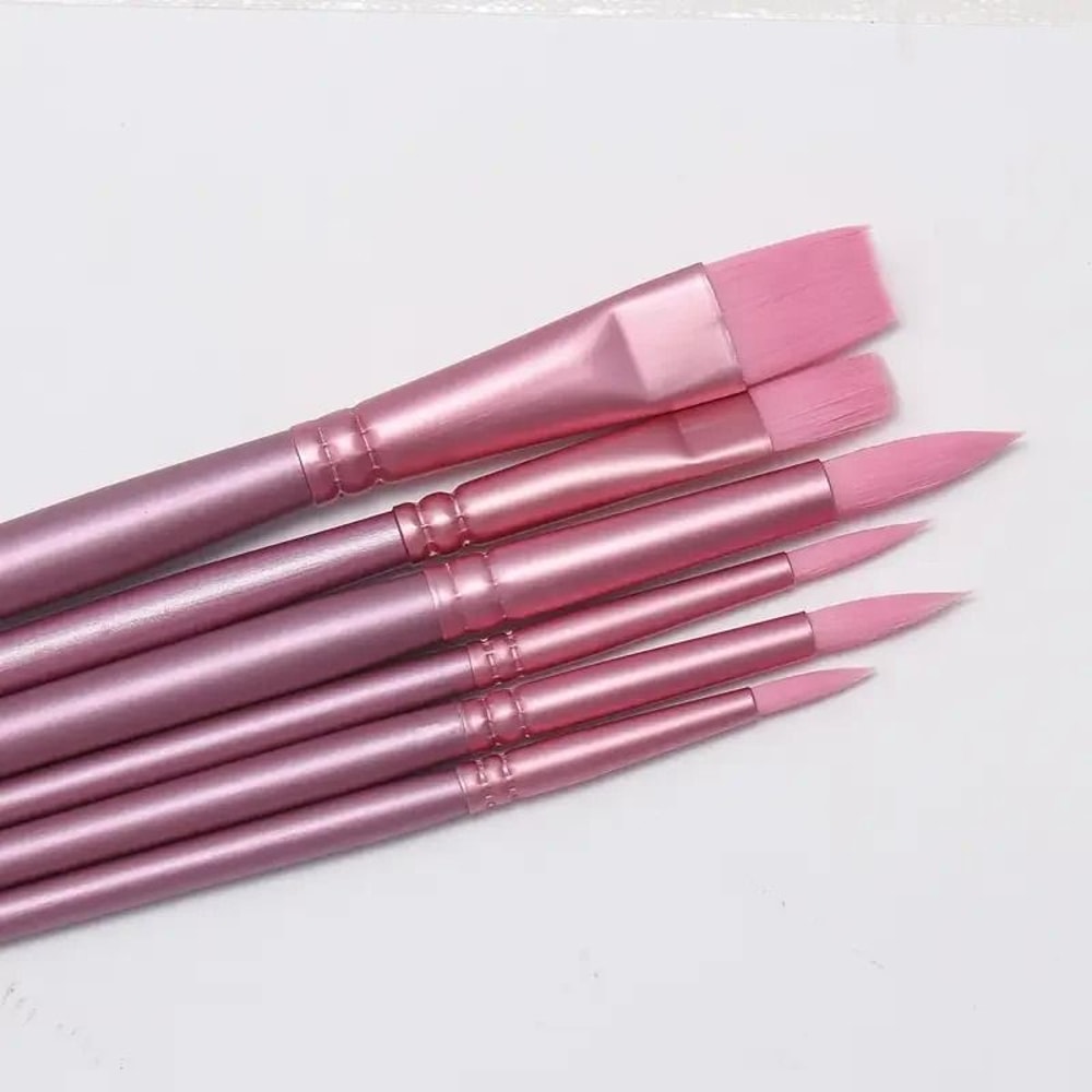 6Piece MultiShape Artist Brush Set Professional Nylon Hair Brushes For Watercolor Acrylic And Oil 3