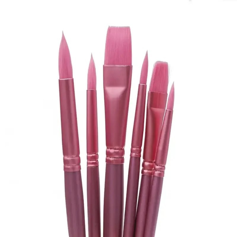 6Piece MultiShape Artist Brush Set Professional Nylon Hair Brushes For Watercolor Acrylic And Oil 4