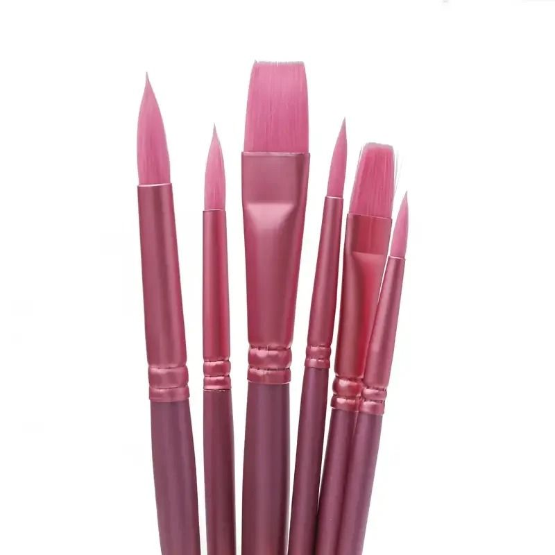 6Piece MultiShape Artist Brush Set Professional Nylon Hair Brushes For Watercolor Acrylic And Oil 4