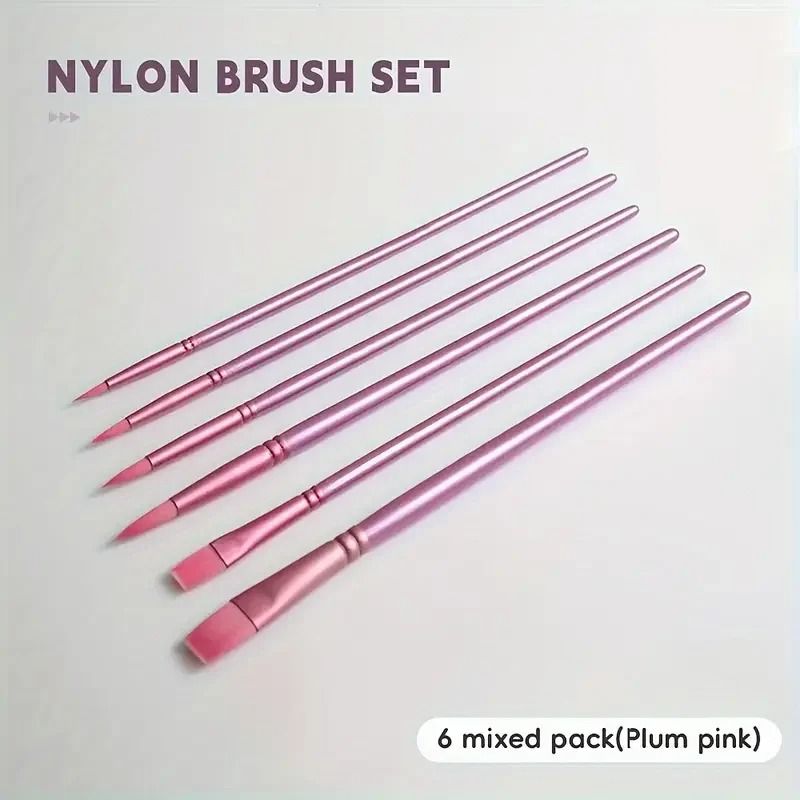 6Piece MultiShape Artist Brush Set Professional Nylon Hair Brushes For Watercolor Acrylic And Oil 6