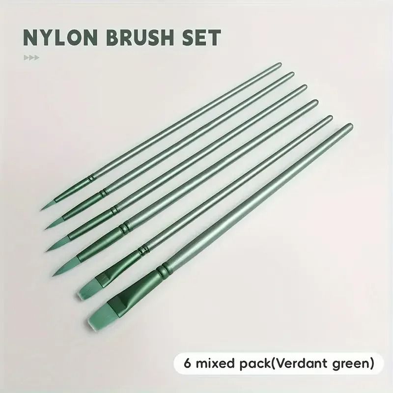 6Piece MultiShape Artist Brush Set Professional Nylon Hair Brushes For Watercolor Acrylic And Oil 7