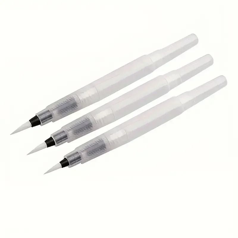 3Piece Portable Refillable Water Brush Set Fine Tip For Watercolor Lettering Calligraphy And Trave 0