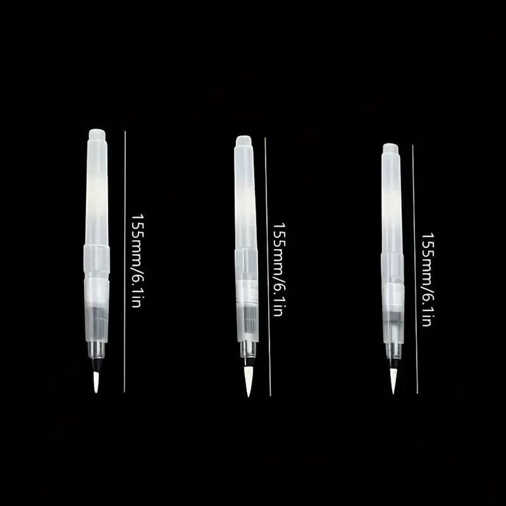 3Piece Portable Refillable Water Brush Set Fine Tip For Watercolor Lettering Calligraphy And Trave 4