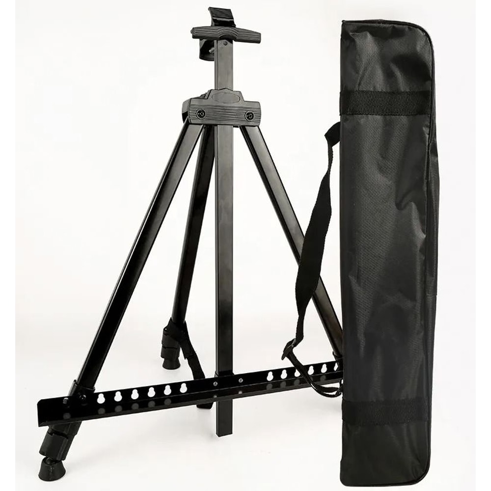 Aluminum Alloy Sketch Easel HeavyDuty Adjustable Tripod Stand With Horizontal Support Travel Bag 6