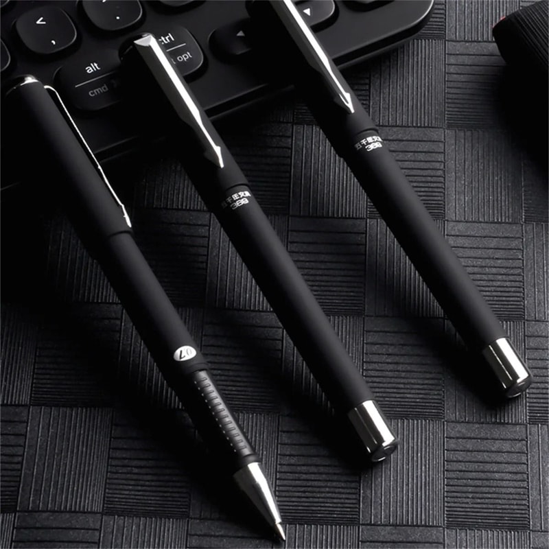 3Piece Executive Frosted Ballpoint Pen Set 07mm Titanium Steel Tip UltraSmooth Neutral Ink For Hi 4