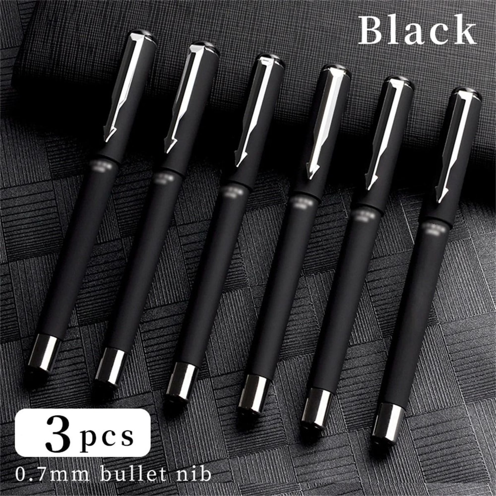 3Piece Executive Frosted Ballpoint Pen Set 07mm Titanium Steel Tip UltraSmooth Neutral Ink For Hi 8