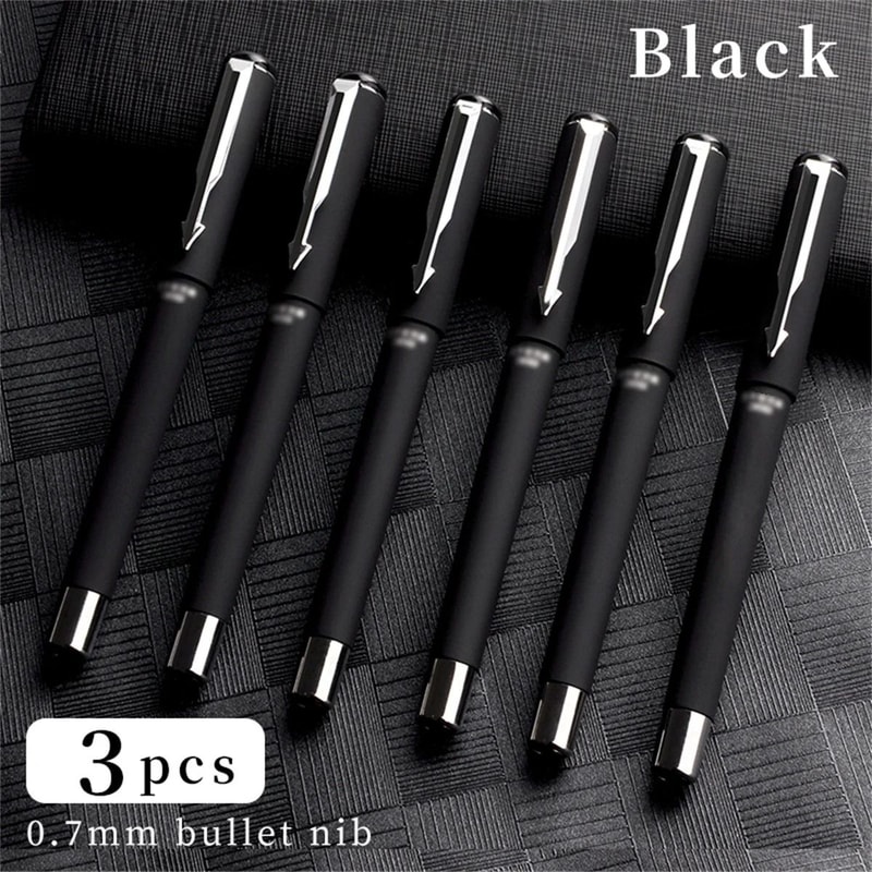 3Piece Executive Frosted Ballpoint Pen Set 07mm Titanium Steel Tip UltraSmooth Neutral Ink For Hi 8