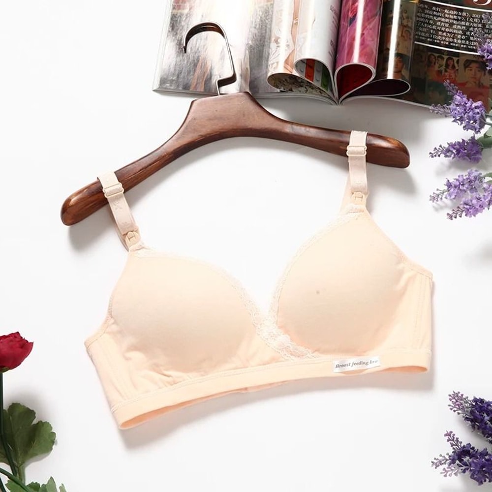 Cotton WireFree Nursing Maternity Bra Breathable Breastfeeding Underwear For Pregnancy And Sleep 8