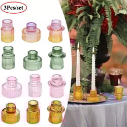 double-sided vintage ribbed taper glass candle holders