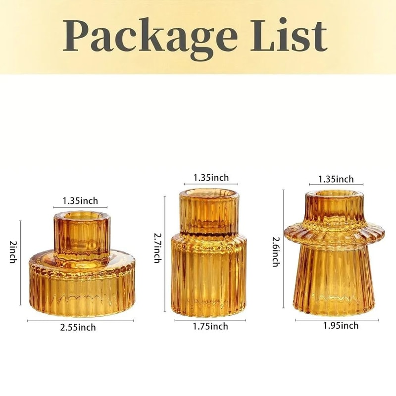 DoubleSided Vintage Ribbed Taper Glass Candle Holders 9