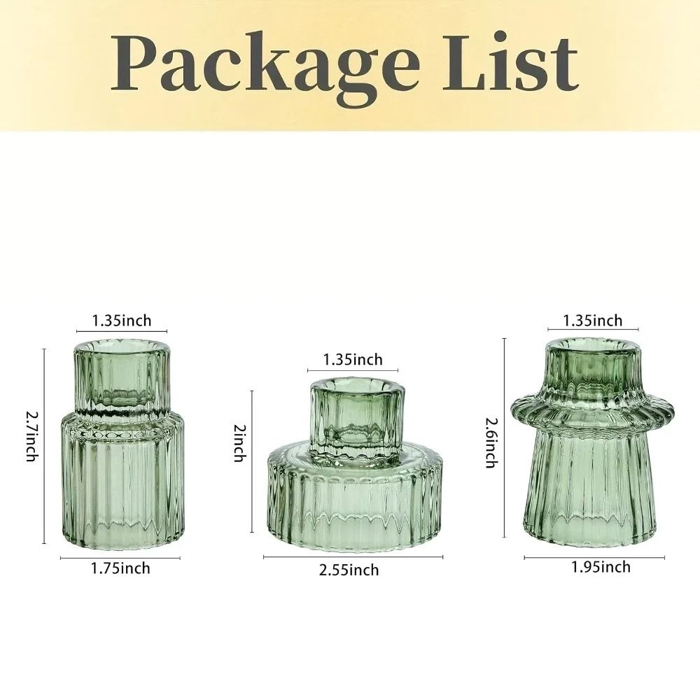 DoubleSided Vintage Ribbed Taper Glass Candle Holders 8