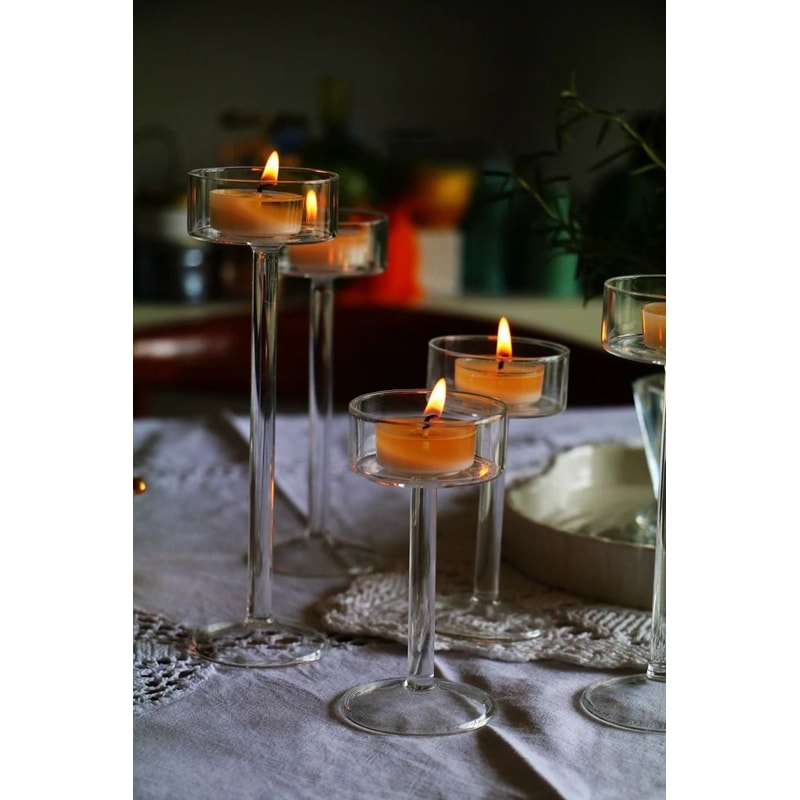 Glass Candle Holders Set 3