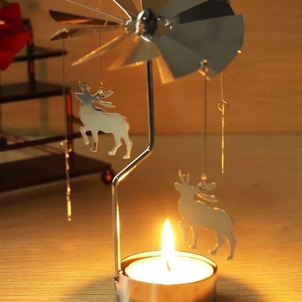 Spinning Rotary Metal Carousel Candle Holder 4