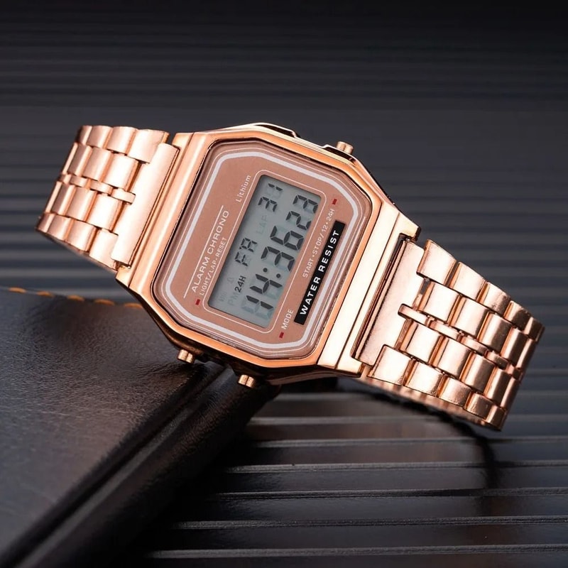 Luxury Rose Gold Silicone Digital Watch 1