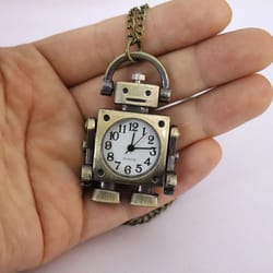 vintage robot quartz keychain watch