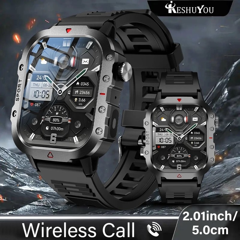 201inch HD Flashlight Outdoor Sports Smartwatch 0
