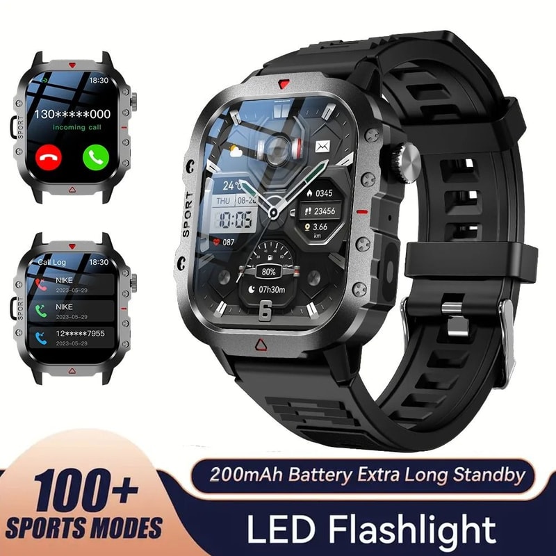 201inch HD Flashlight Outdoor Sports Smartwatch 8