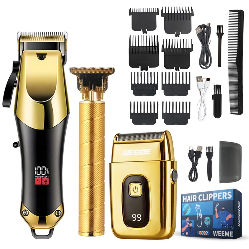 Professional Hair Clippers Set for Men for Haircuts, Beard Trimming, and Home Grooming