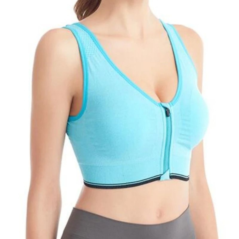 Shockproof FrontZipper Seamless Sports Bra 3