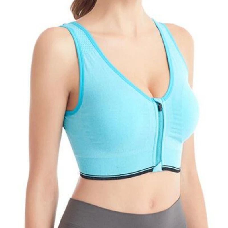 Shockproof FrontZipper Seamless Sports Bra 3