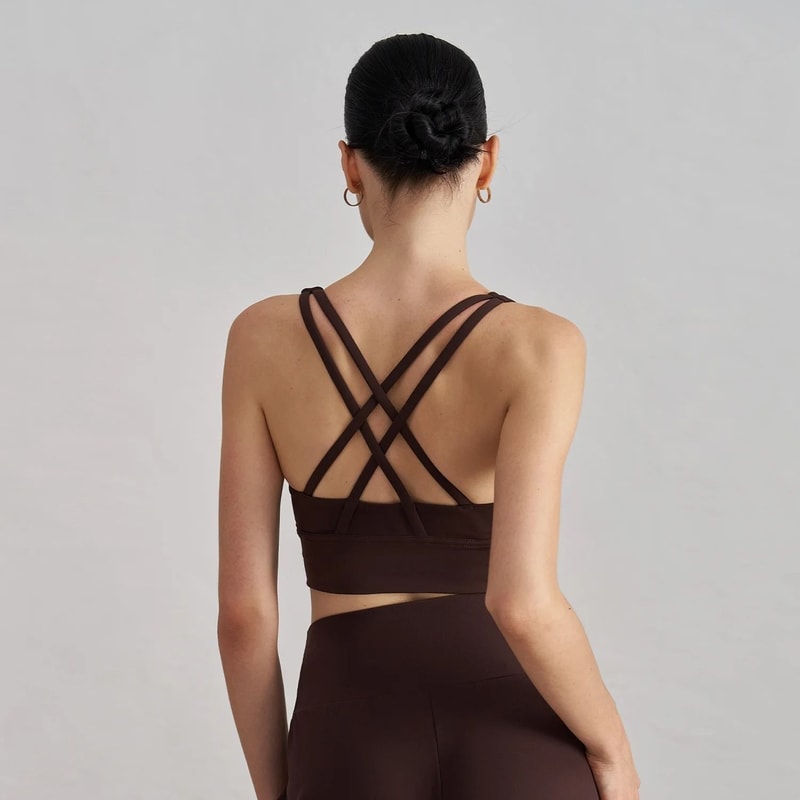 Solid Color CrossBack HighStrength Fitness Sports Bra 2