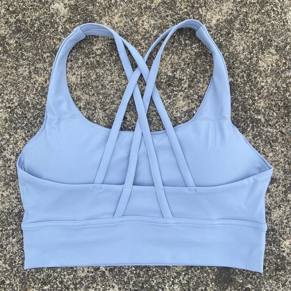 Solid Color CrossBack HighStrength Fitness Sports Bra 16