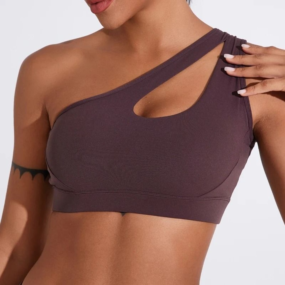 Sexy OneShoulder HighStretch Sports Bra 0