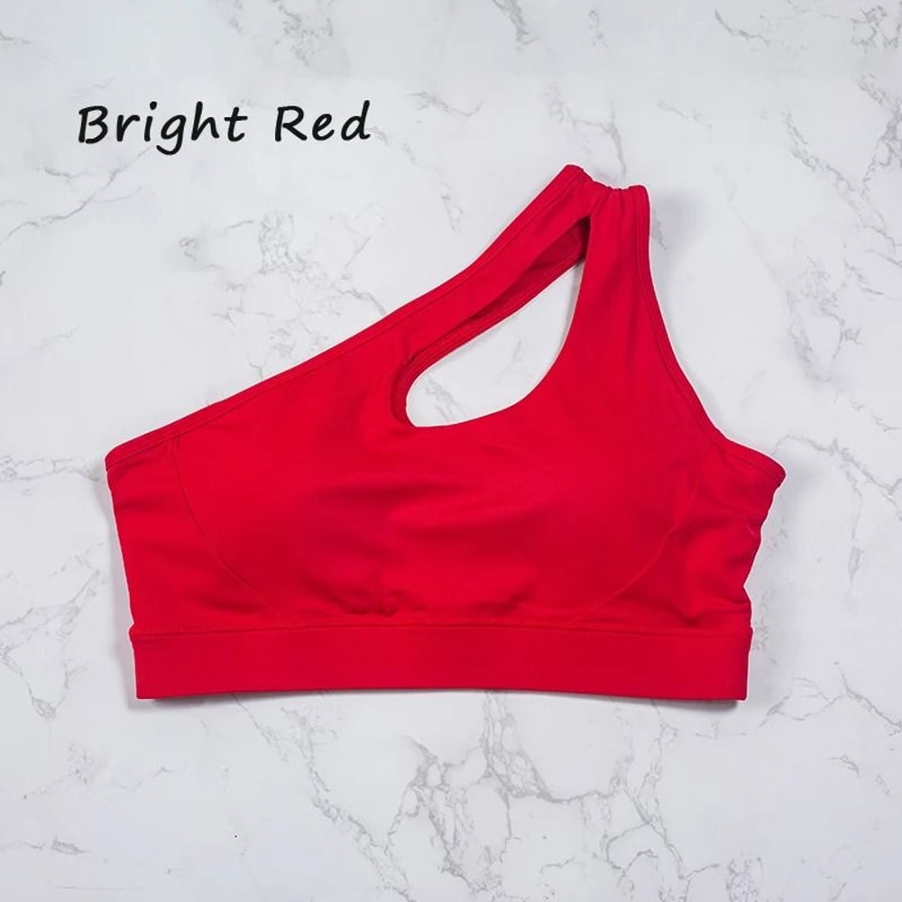 Sexy OneShoulder HighStretch Sports Bra 10