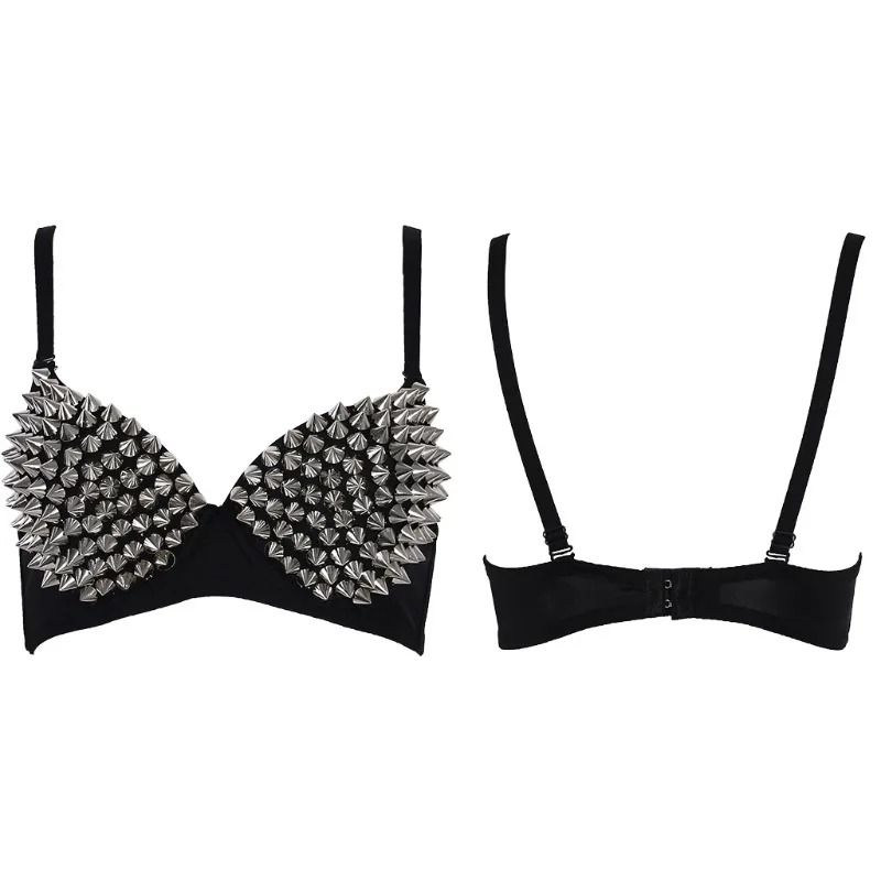Silver Rivets Punk Rave Gothic Bralette 3