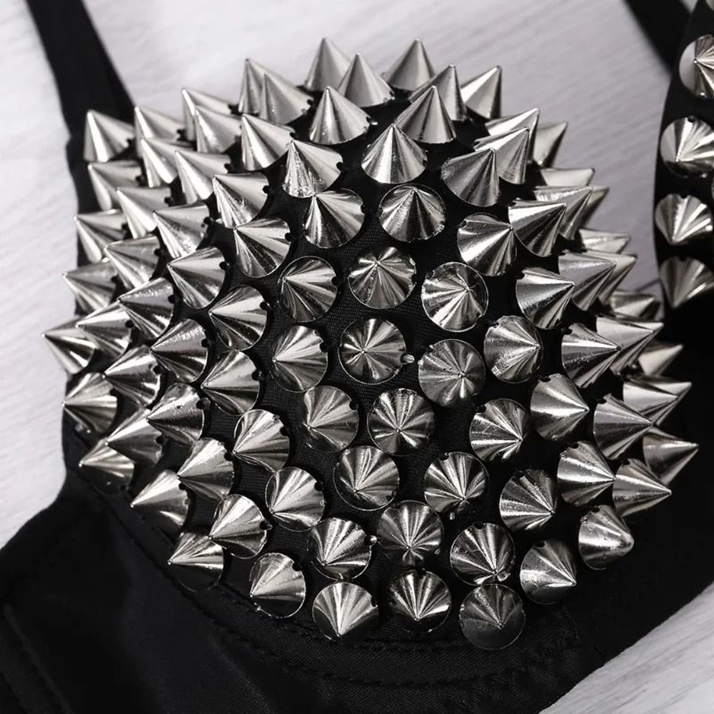 Silver Rivets Punk Rave Gothic Bralette 4