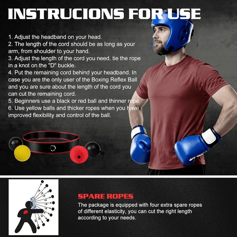 Adjustable Boxing Reflex Ball Headband Training Tool For Punching Accuracy 4