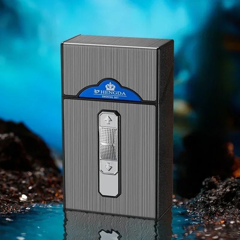 Waterproof 20Capacity Cigarette Case With Integrated Double Arc Pulse Lighter 1